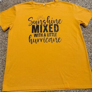 Sunshine Mixed With A Little Hurricane Women's XL Graphic Tee - Mustard Yellow